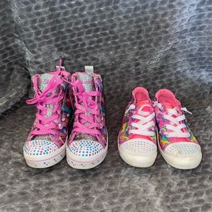 TWO pair of Sketchers Twinkle Toes Tennis Shoes